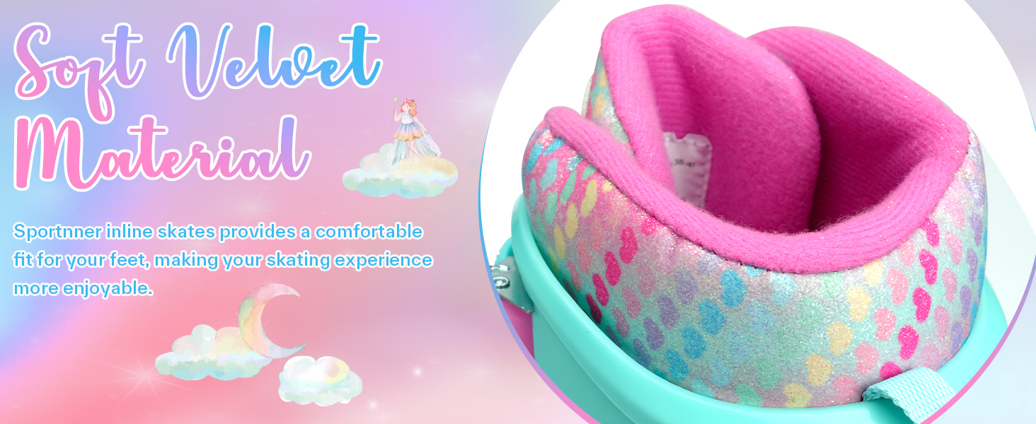 Дитячі ролики Sportneer з регулюванням 30-41, комплект з 6 захисниками та LED, рожевий, EU 34-37