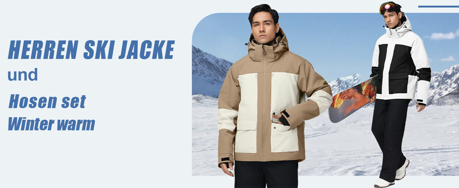 Чоловічий комплект гірськолижний HOTIAN: куртка та штани, водонепроникний, дихаючий, з капюшоном. Ідеально для сноуборду та катання на лижах. Розміри L, LGR+BK