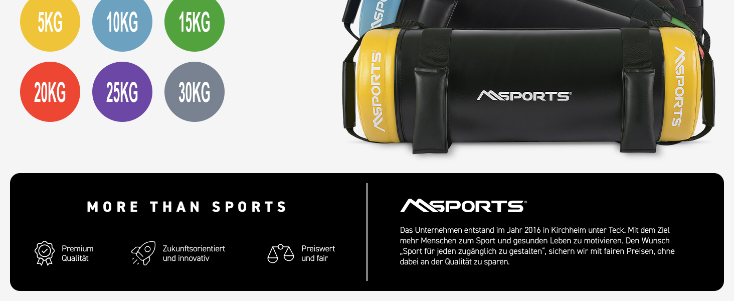 MSPORTS Power Bag Premium 5-30 кг: Фітнес-мішок для функціональних тренувань, вага 5-30 кг