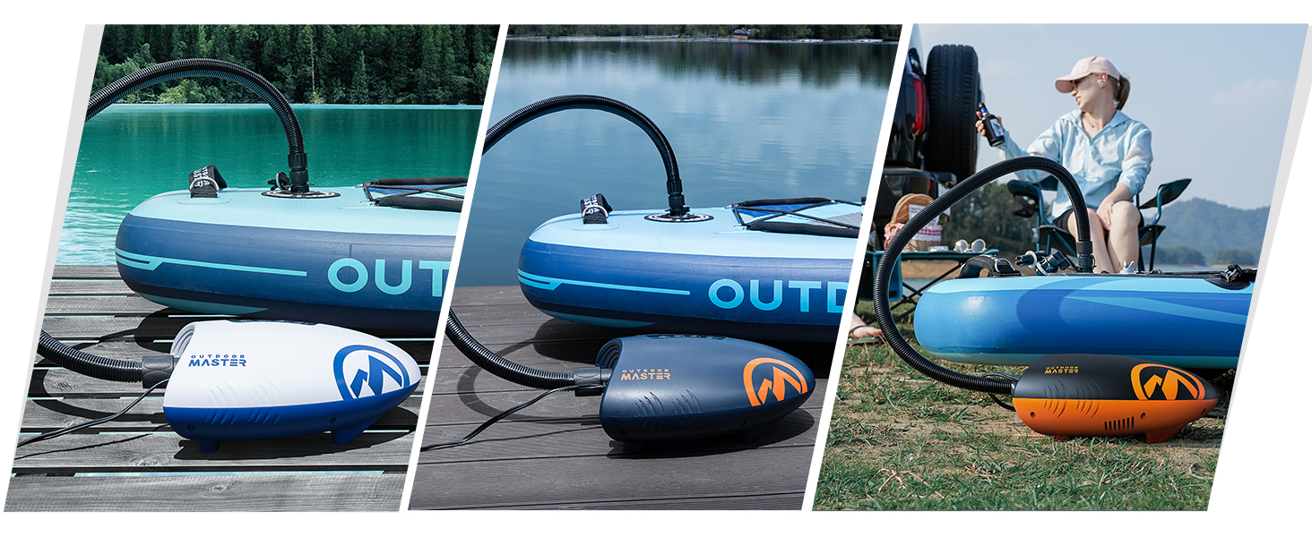Насос для SUP OutdoorMaster The Shark: електричний, 20PSI, 12V DC, охолодження, автоматичне надування, для SUP, човнів