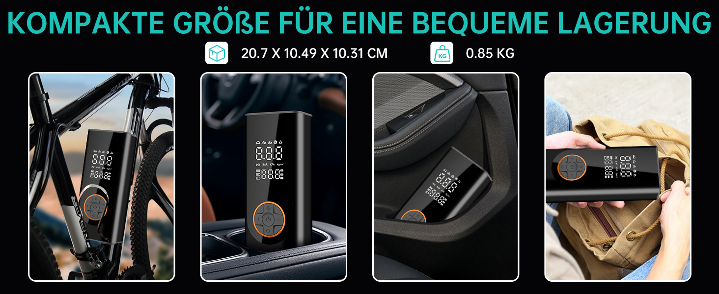 Бездротова електрична повітряна помпа 150 PSI, 6000mAh, компресор для велосипедів, мініатюрна портативна помпа з LED-ліхтариком та автостопом, перезаряджувана помпа для авто, DC 12V