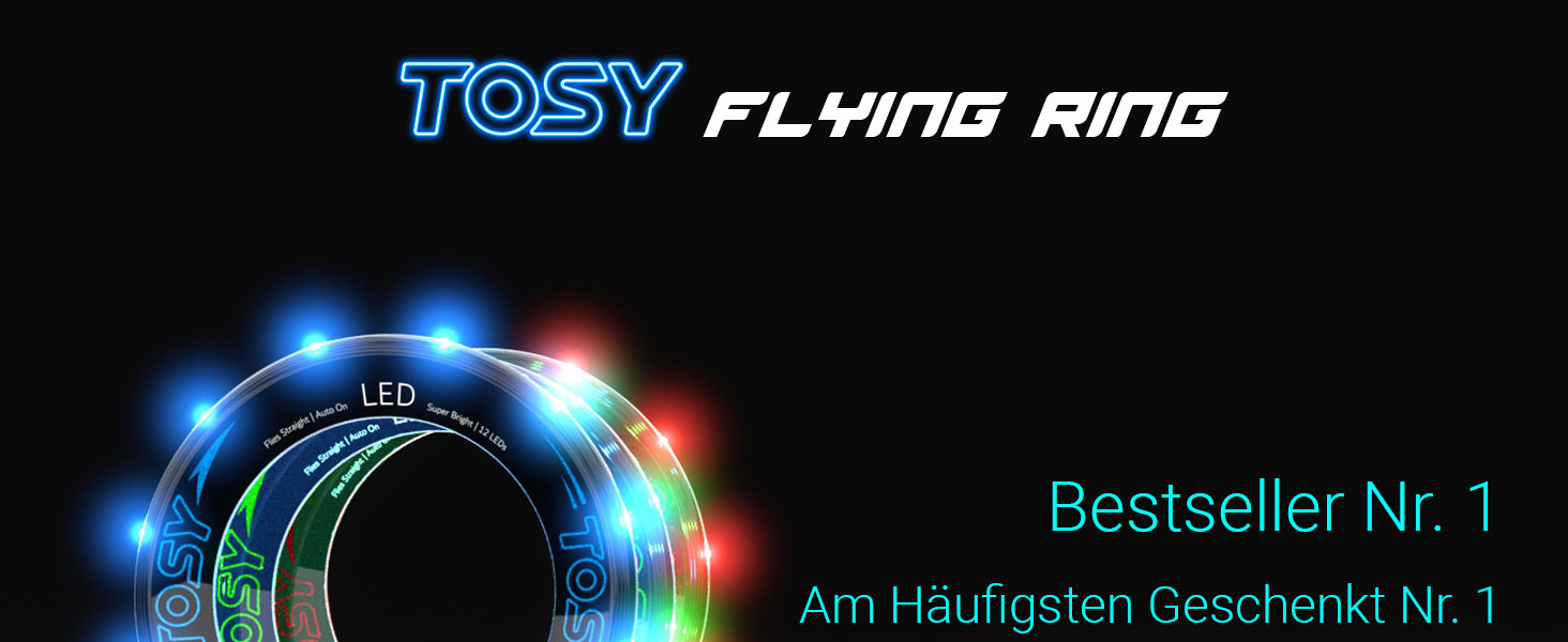 Літаючий ринг TOSY з LED підсвіткою (синій) - безпечний, водонепроникний, для басейну, пляжу, кемпінгу