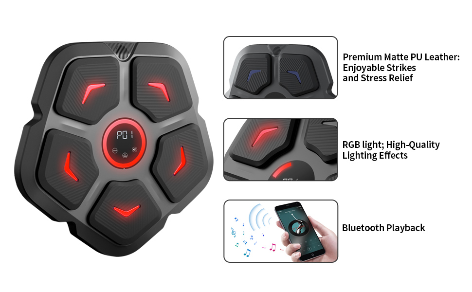 Боксерський автомат Aolawco Smart Bluetooth USB LED, чорний