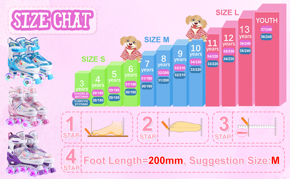 Дитячі ролики Hikole, регульовані, 4 колеса, світлові ефекти, для початківців, фіолетові