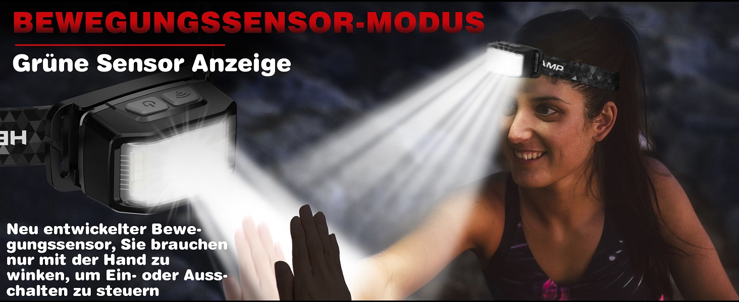 LED налобний ліхтар Aaizplz, 2 шт. - 2000 люмен, 16 режимів, водонепроникний IPX6, сенсор, магніт, для кемпінгу, бігу, риболовлі, дітей та дорослих