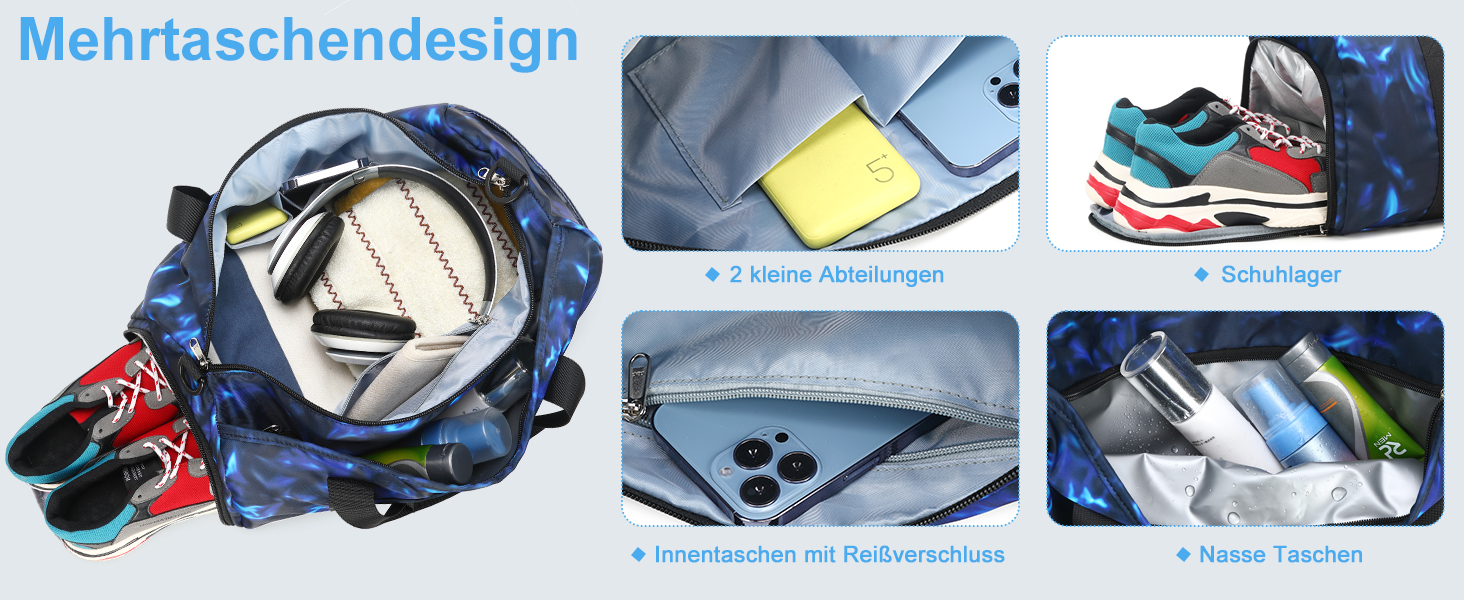 Спортивна сумка для дітей з відділенням для взуття та мокрих речей. Дитяча пляжна сумка для хлопчиків та дівчаток. Сумка для плавання, подорожей, фітнесу (Принц Graffiti Blue)