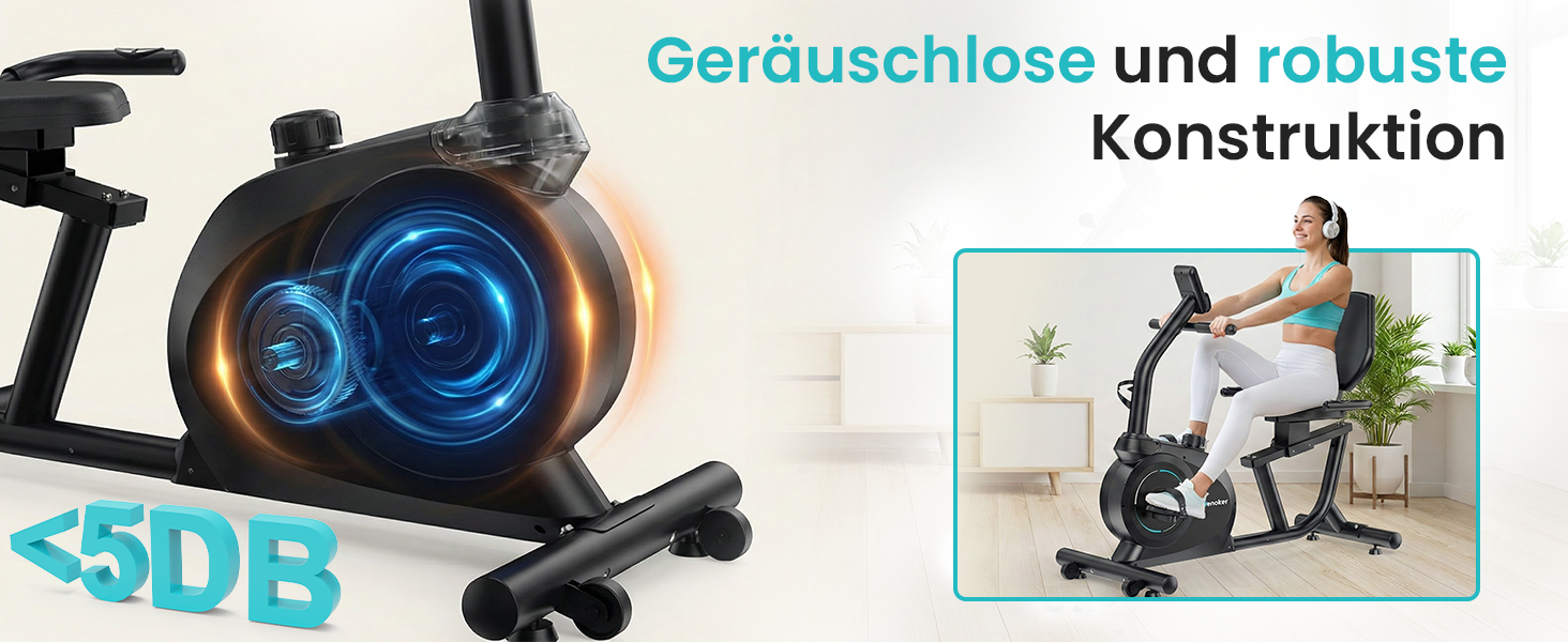 Ергометр Wenoker для дому з магнітною гальмом, датчиками пульсу та LCD-дисплеєм, 16 рівнів опору, до 160 кг, спинна опора, для літніх людей