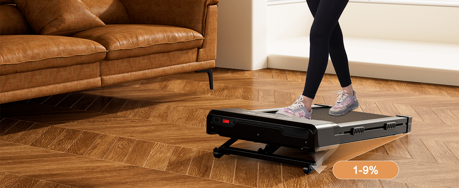 Lacuffy Бігова доріжка Treadmill з нахилом 9% та функцією Auto, біговий Treadmill для дому, максимальне навантаження 136 кг, Treadmill-стіл з керуванням через APP, 3HP тихий Treadmill з тренувальними курсами та багатокористувацьким режимом, чорний