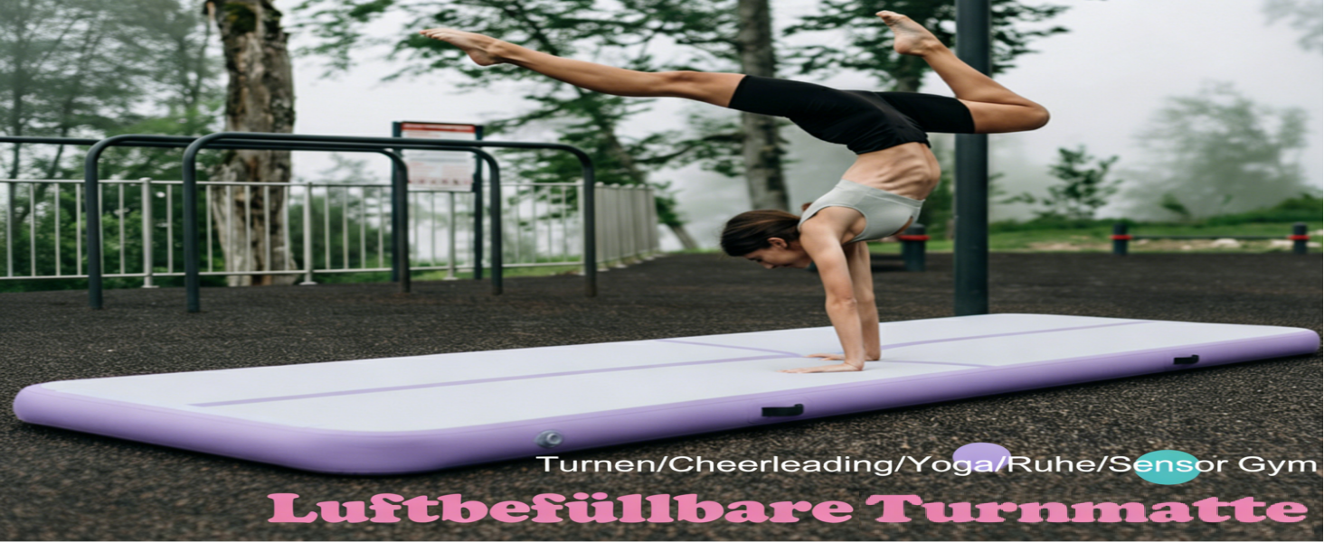 Гімнастичний мат Air Track для тумблінгу та йоги з електричним насосом, водонепроникний та протиковзний, фіолетовий (300x100x10 см)