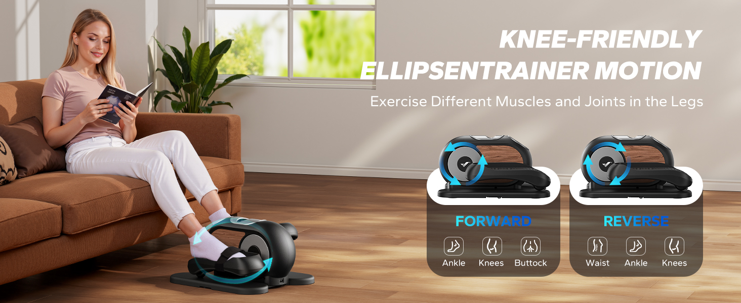 MERACH Міні електричний крос-тренажер під стіл з пульт, дисплей, неслизьке покриття, 12 швидкостей, тихий та портативний для дому, для дорослих та літніх людей (чорний) E32-2024