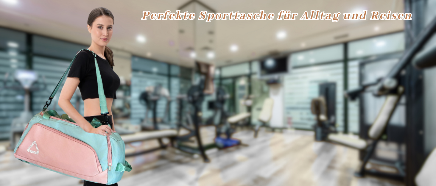 Спортивна сумка для жінок 45L з відділенням для взуття, мокрою сумкою, водонепроникна, для подорожей, спортзалу, басейну. Сумка-рюкзак для фітнесу, спорту, подорожей. Зелена/Рожева.