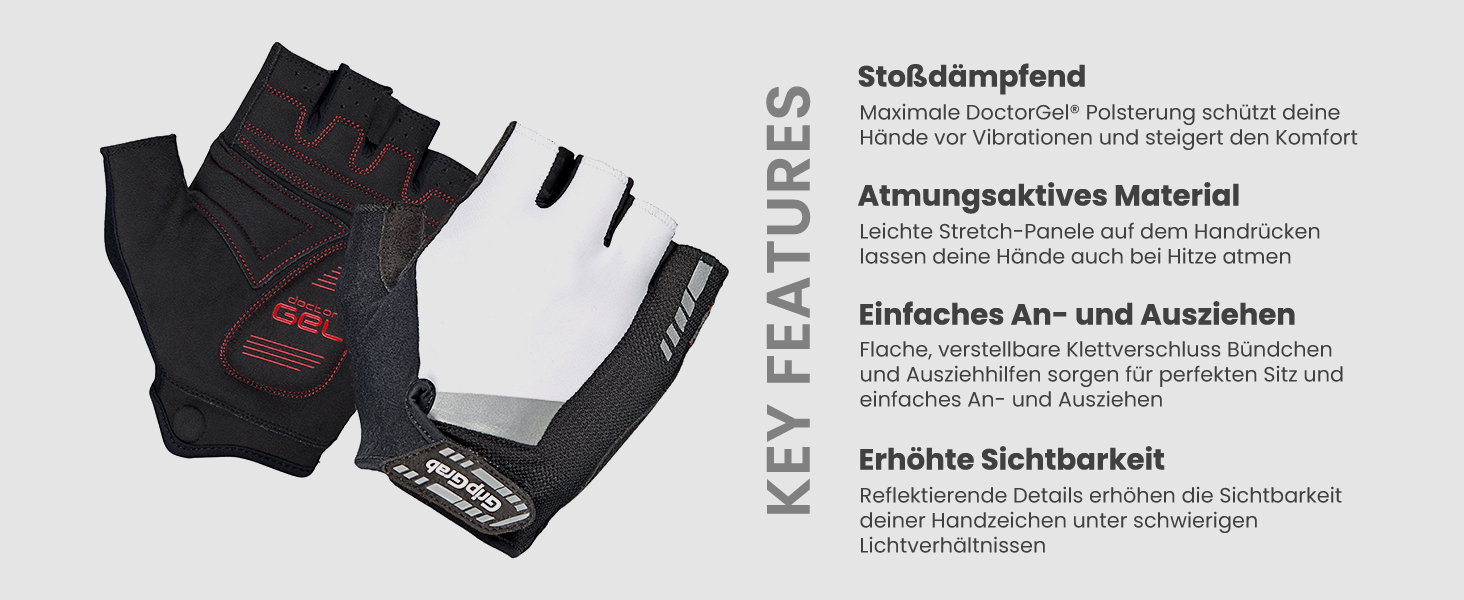 Велосипедні рукавички GripGrab SuperGel DoctorGel без пальців, напівпальцеві, гелеві, короткі (білі, S)