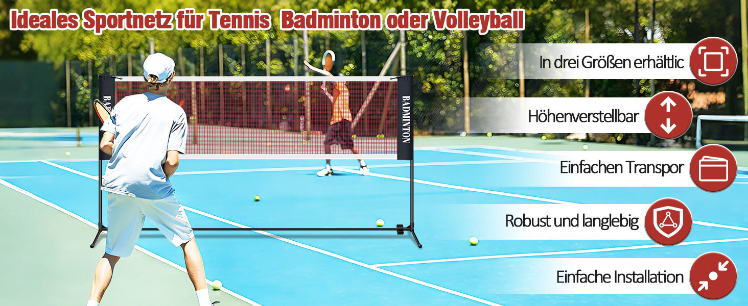 Мережа волейбольна / бадмінтонна з регульованою висотою, складана, для вулиці, з сумкою 310 см