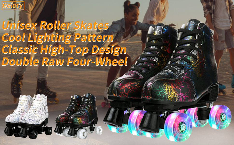 Роликові ковзани унісекс Double Raw з підсвічуванням, класичні високі черевики з PU шкіри, 4 колеса, для початківців, жіночі, чоловічі, дитячі, для залу та вулиці, чорний, розмір 39
