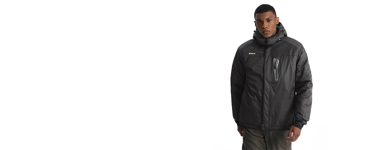 Чоловіча зимова куртка GEMYSE для катання на лижах, тепла, вітронепроникна, водонепроникна, дихаюча, з багатьма кишенями, з капюшоном, білий, розмір L