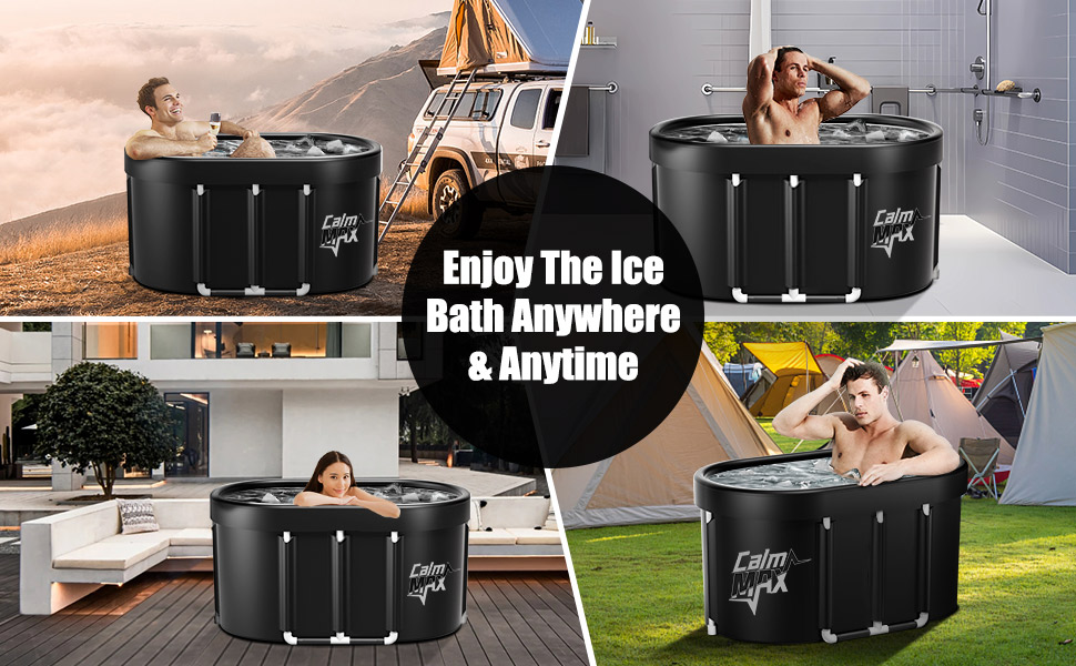 Ванна для криотерапії CalmMax Ovale – 450 л, переносний бак для холодної води, 5 шарів, для спортсменів, 105 x 103 см