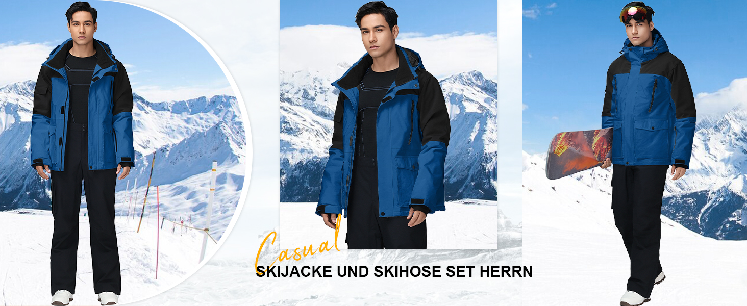 Комплект гірськолижний чоловічий HOTIAN: куртка та штани. Теплий, водонепроникний, вітронепроникний костюм для сноуборду та гірськолижного спорту. Розмір M. HB+BK