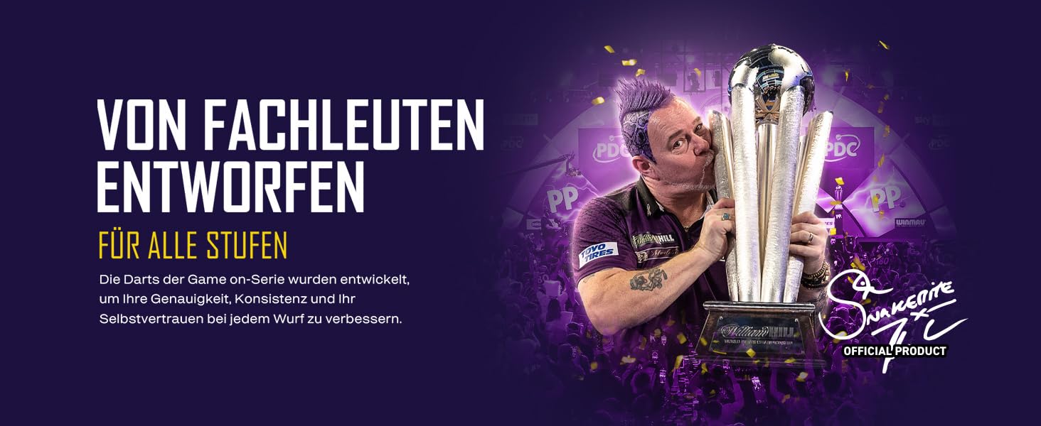 Дарти RED DRAGON Game On Professional Player Series Stahlspitze (Snakebite) - набір професійних сталевих дартсів з оперенням та дротиками