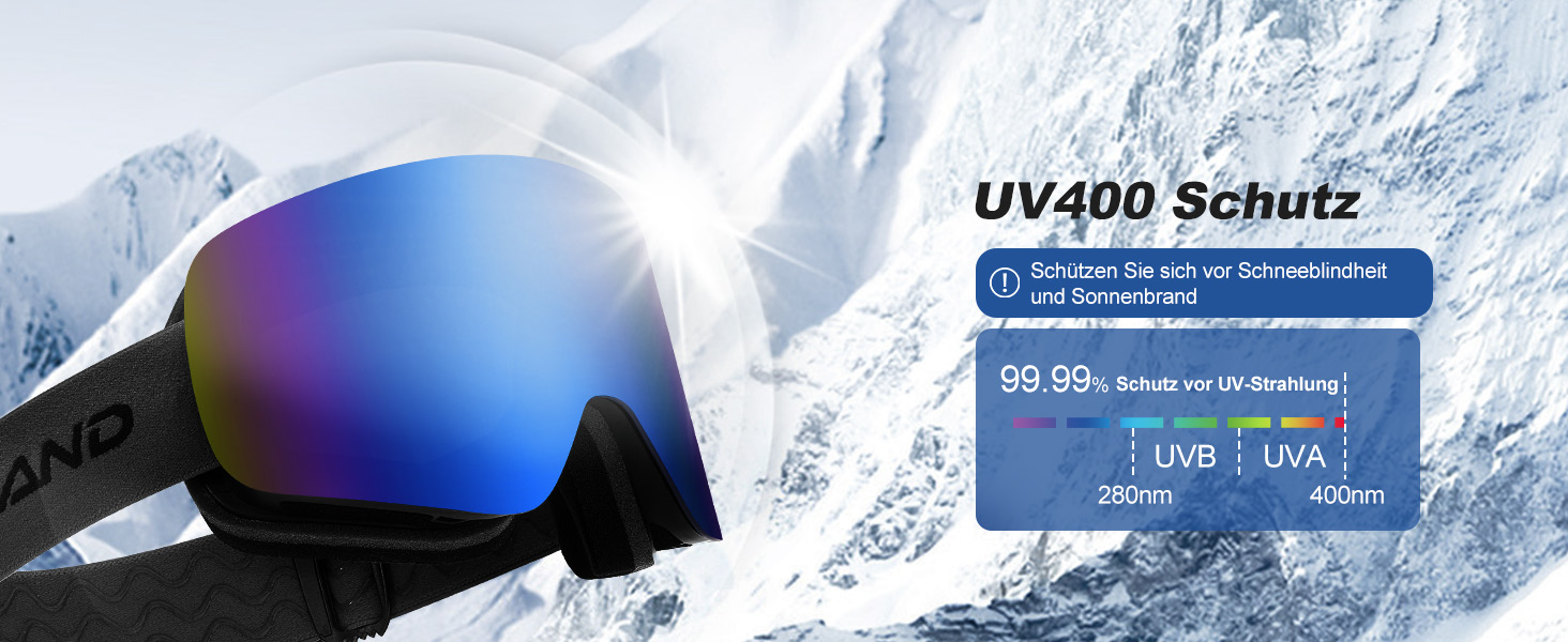 Шолом для сноуборду та лиж Odoland з маскою: захист UV 400, чорний + помаранчевий, розмір L (60-61 см)