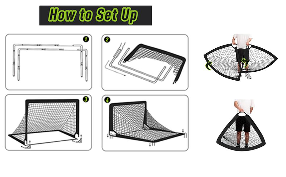 Ворота для футболу Miaoke 2 шт. для дітей, Outdoor, з сумкою та м'ячем, 10 конусів, 1.2 x 0.9 м – чорний, Oxford-Tkanina