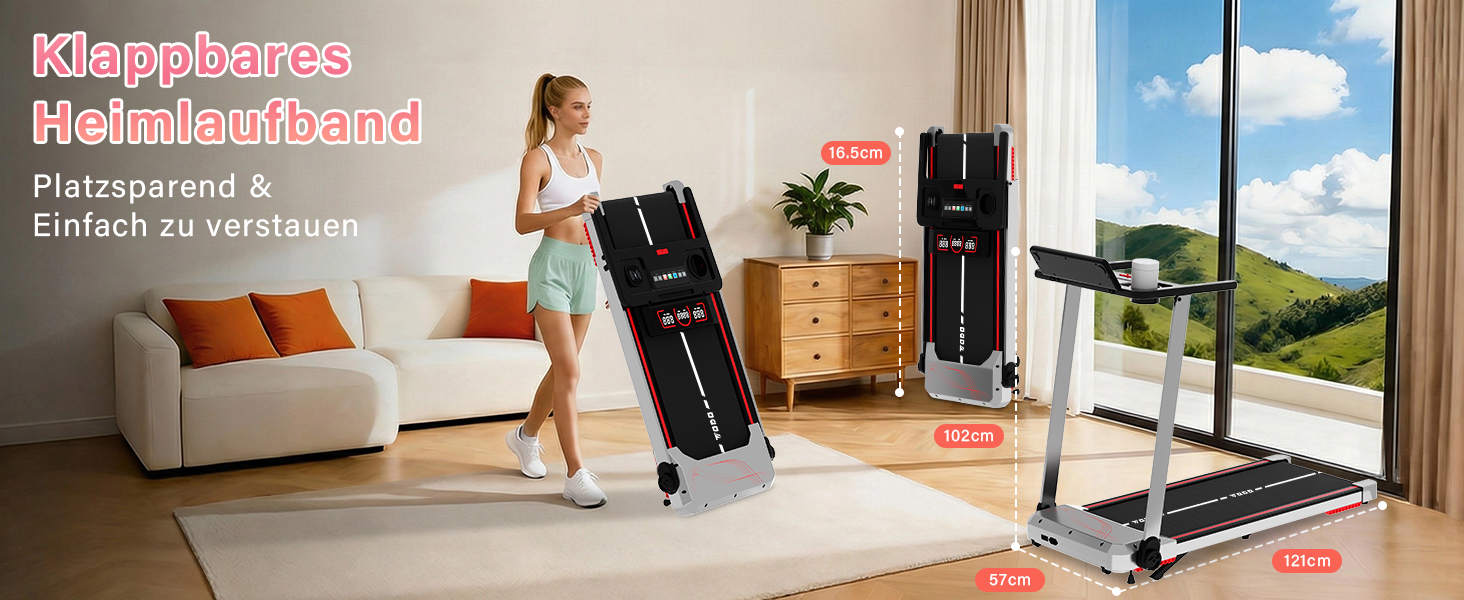 Біговий тренажер для дому з нахилом 10%, Walking Pad, складаний, 3.5HP, з Bluetooth, 12 програм, LED-дисплей, срібний