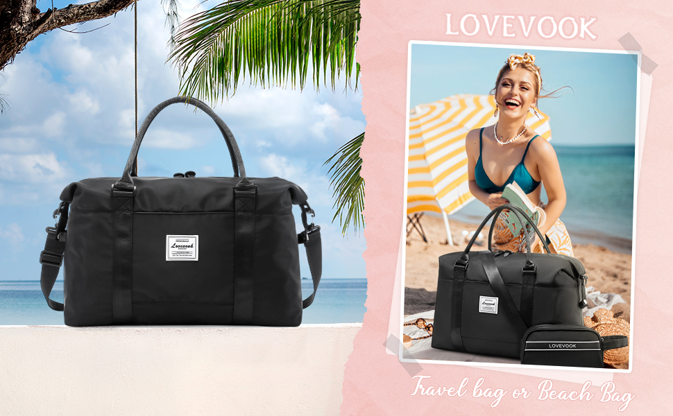 Спортивна сумка LOVEVOOK для жінок: дорожня, базова, для плавання, фітнесу, клініки, 30L, чорна