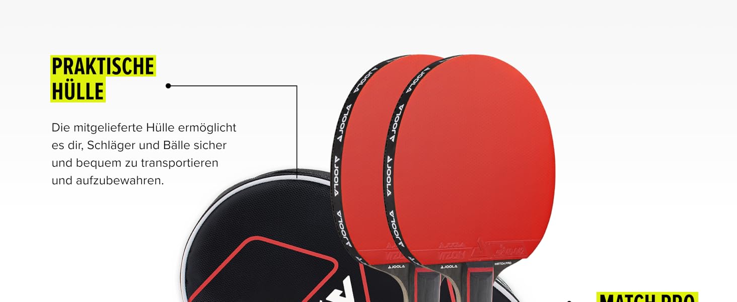 Набір для настільного тенісу JOOLA Duo PRO: 2 ракетки, 3 м'ячі, чохол, червоно-чорний, 6-елементний