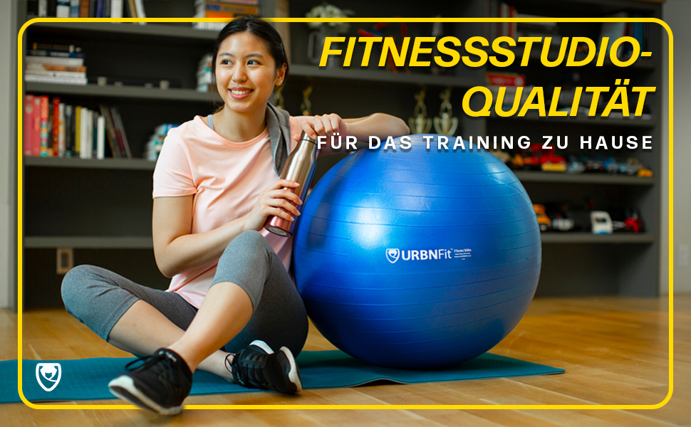 Фітбол URBNFit 65 см для фітнесу, йоги, вагітності та балансу. Антивибуховий, з насосом, підходить для офісу, дому, спортзалу. Червоний.