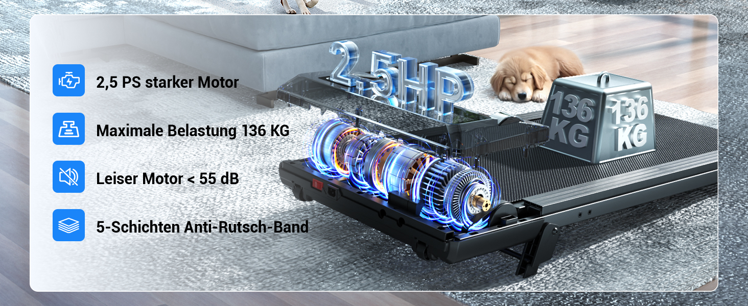 Бігова доріжка DeerRun Walking Pad з ухилом 6%, для дому та офісу, з додатком, LED-дисплеєм, пультом ДУ, до 136 кг, матово-чорна