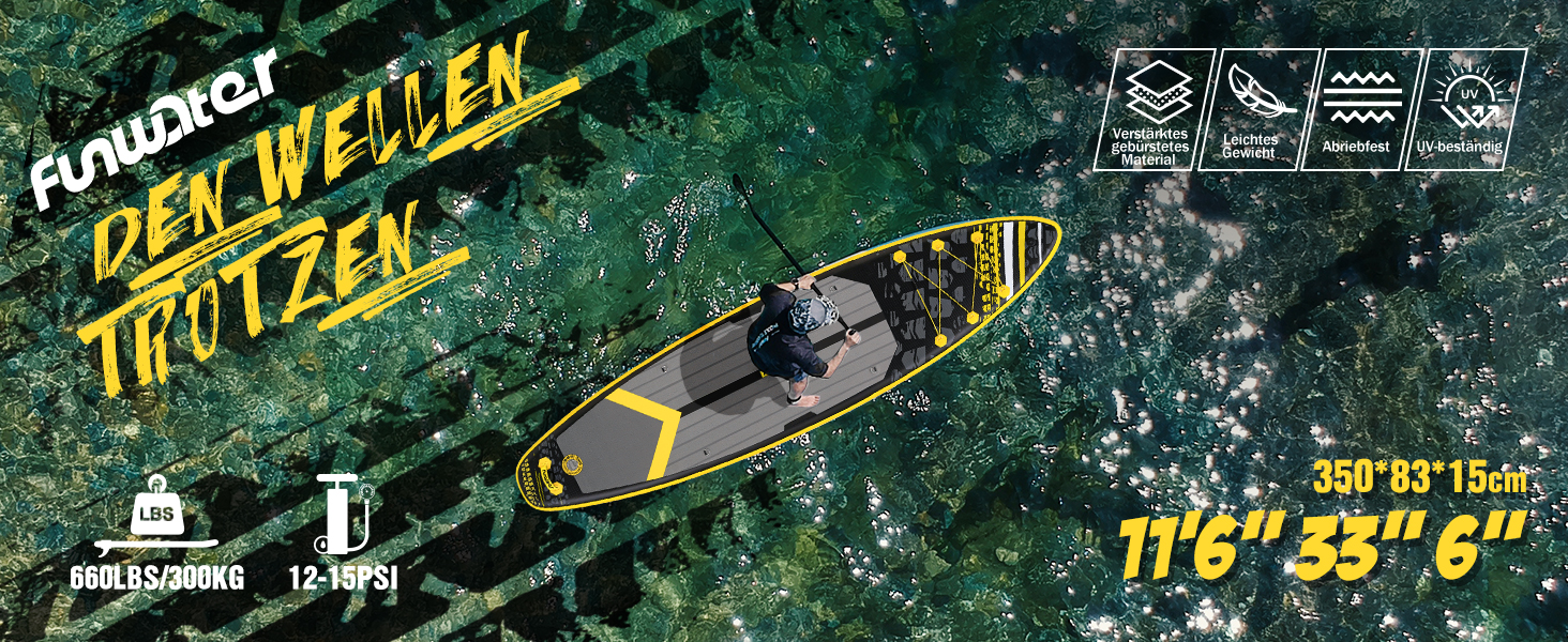 Надувний SUP Борд FunWater 10'6'–11'6' – комплект з аксесуарами для всіх рівнів підготовки