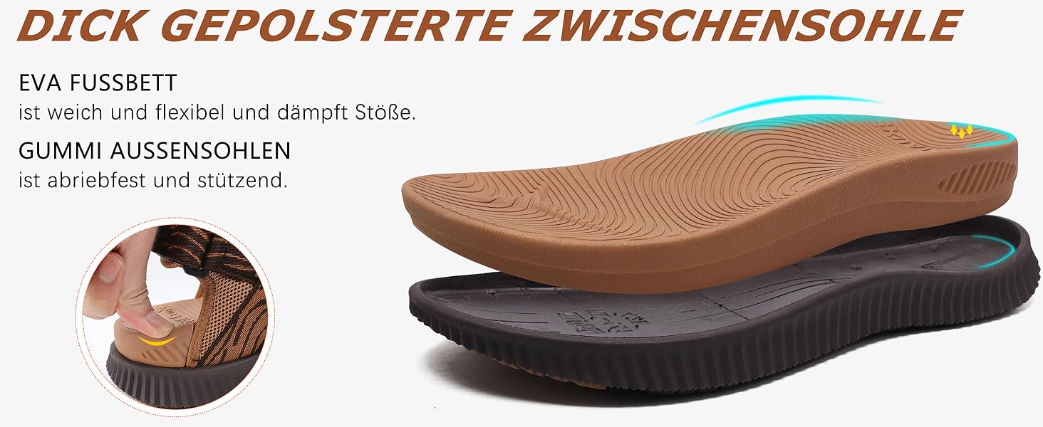 Чоловічі трекінгові сандалії KuaiLu: зручні, ортопедичні, для підтримки стопи при фасціїтусі, для активного відпочинку, літні, легкі, з відкритими пальцями, з регульованою застібкою-липучкою, розмір 48 EU, хакі-коричневі