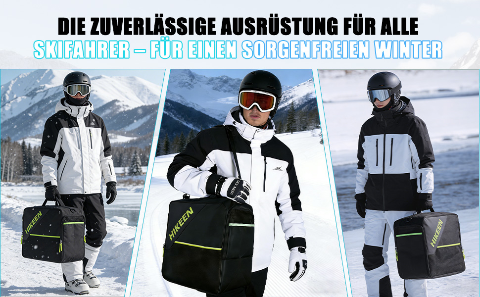 Чохол для лижних черевиків Hikeen з відділенням для шолома: містка сумка для лижних черевиків та шолома з вентиляцією, зручною конструкцією та EVA-вкладкою, з плечовими ременями, об'єм 40L