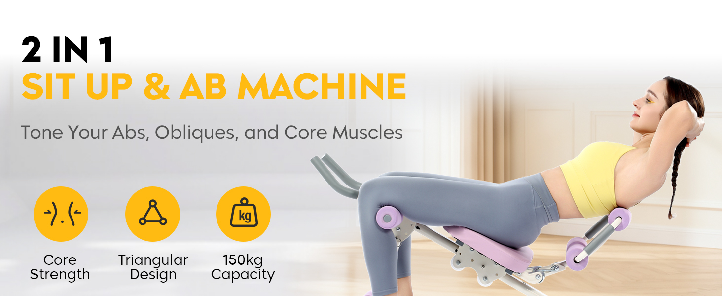 Тренажер для пресу GuuG: компактний складний фітнес-тренажер для дому, фітнес-обладнання для пресу, абдомінальна машина, для чоловіків та жінок, фіолетовий