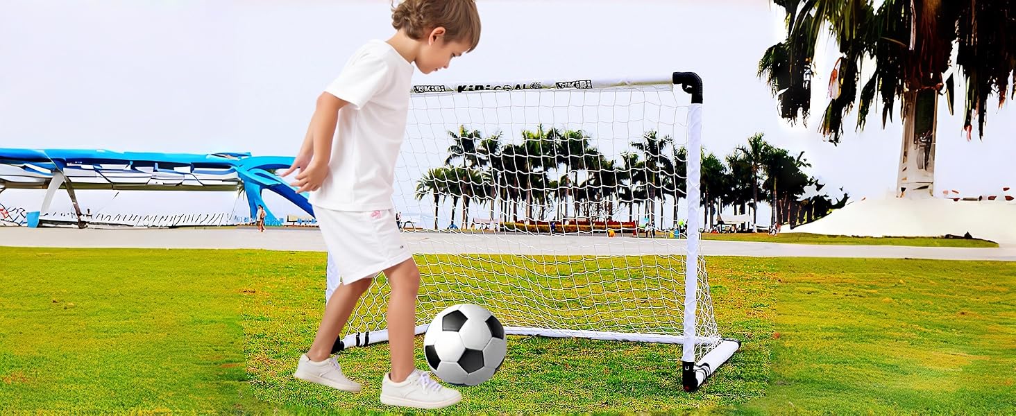 Дитячі футбольні ворота складані Fussballtor 115x80 см для саду та дому - білі міні-ворота з м'ячем