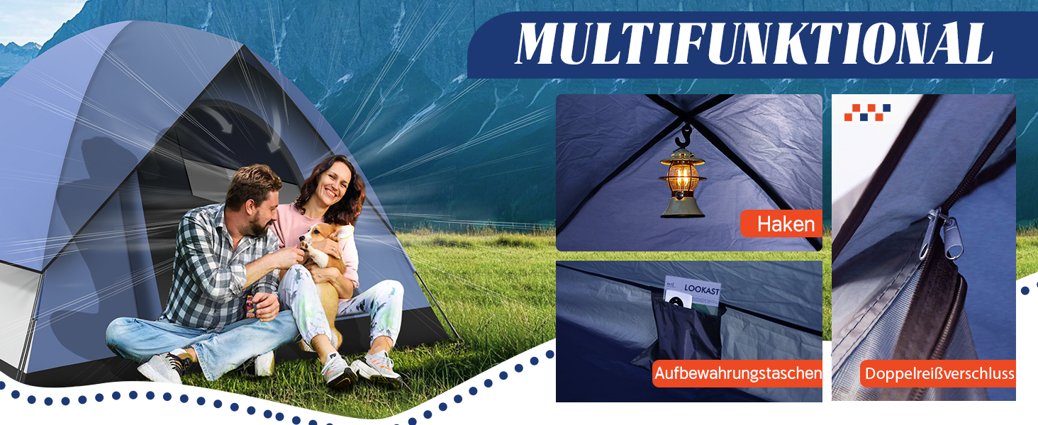 Намет для кемпінгу Zelt на 2-3 особи - ультралегкий, водонепроникний, куполоподібний, 4-сезонний, для трекінгу, сімейного відпочинку, фестивалів та подорожей