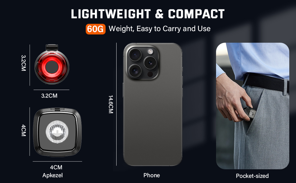 Набір LED-ліхтарів для велосипеда Apkezel, StVZO, USB, водонепроникні, передній + задній ліхтар