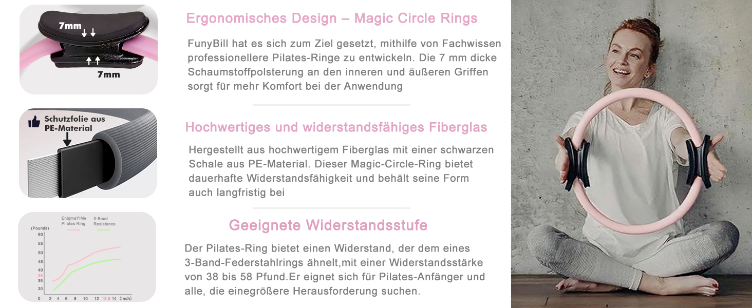 Pilates-кільце з набором для домашніх тренувань: Magic Circle 35 см, утяжелители для щиколоток та зап'ясть, гумові стрічки, для початківців, рожевий колір