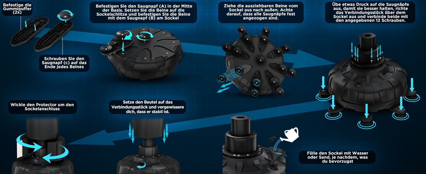 Боксерський мішок стоячий RDX 6FT, 330LB, комплект з рукавичками та покриттям XXL, блакитний