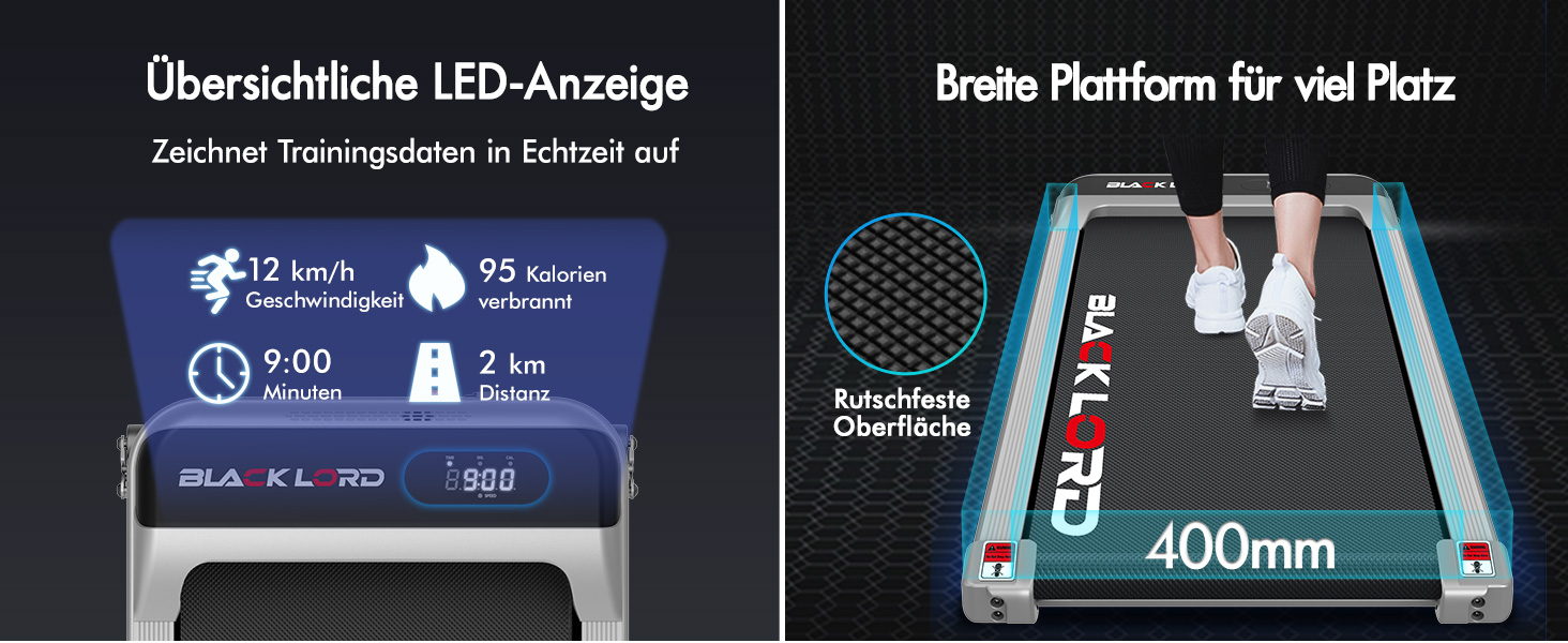 Електричний біговий тренажер BLACK LORD MS2 схил 9%, 3.2 PS, 4-в-1, для дому та офісу, 12 програм, динамік, 140 кг