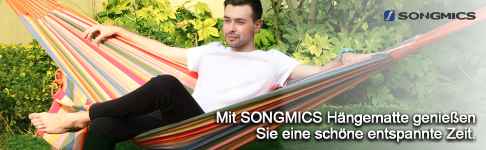 Гаммак SONGMICS для 2 осіб, 210 x 150 см, до 300 кг, для тераси, балкону, на відкритий простір, з сумкою для перенесення, ременями та карабінами