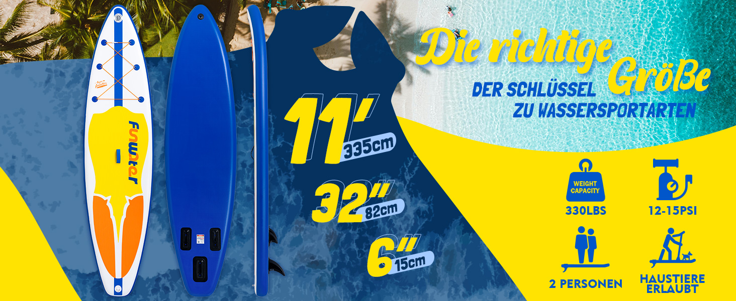 Надувне SUP-борд FunWater: комплект з аксесуарами (весло, насос, рюкзак, лінія, водонепроникний мішок)