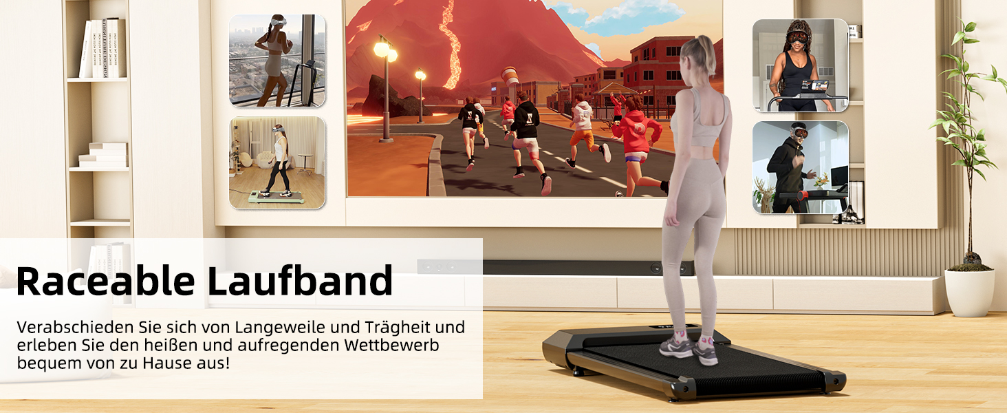 Lacuffy Raceable Walking Pad: Тиха ходунка з LCD-дисплеєм та керуванням через додаток, до 136 кг, для офісу та дому, з крокомером