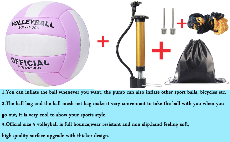 Волейбольний м'яч офіційний розмір 5, комплект з м'яким м'ячем для гри в приміщенні, на вулиці, на пляжі, тренувальний інвентар для волейболу та басейну, фітнес-зал, зелено-білий (фіолетовий/білий)