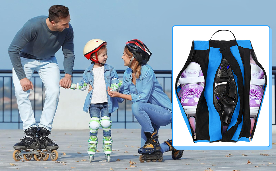Чохол для роликових ковзанів, сумка для роликів, ice roller skating bag, сумка для ковзанів, сумка для лиж, сумка для скейтборду, доросла сумка для хокею, для чоловіків та жінок (Блакитний)