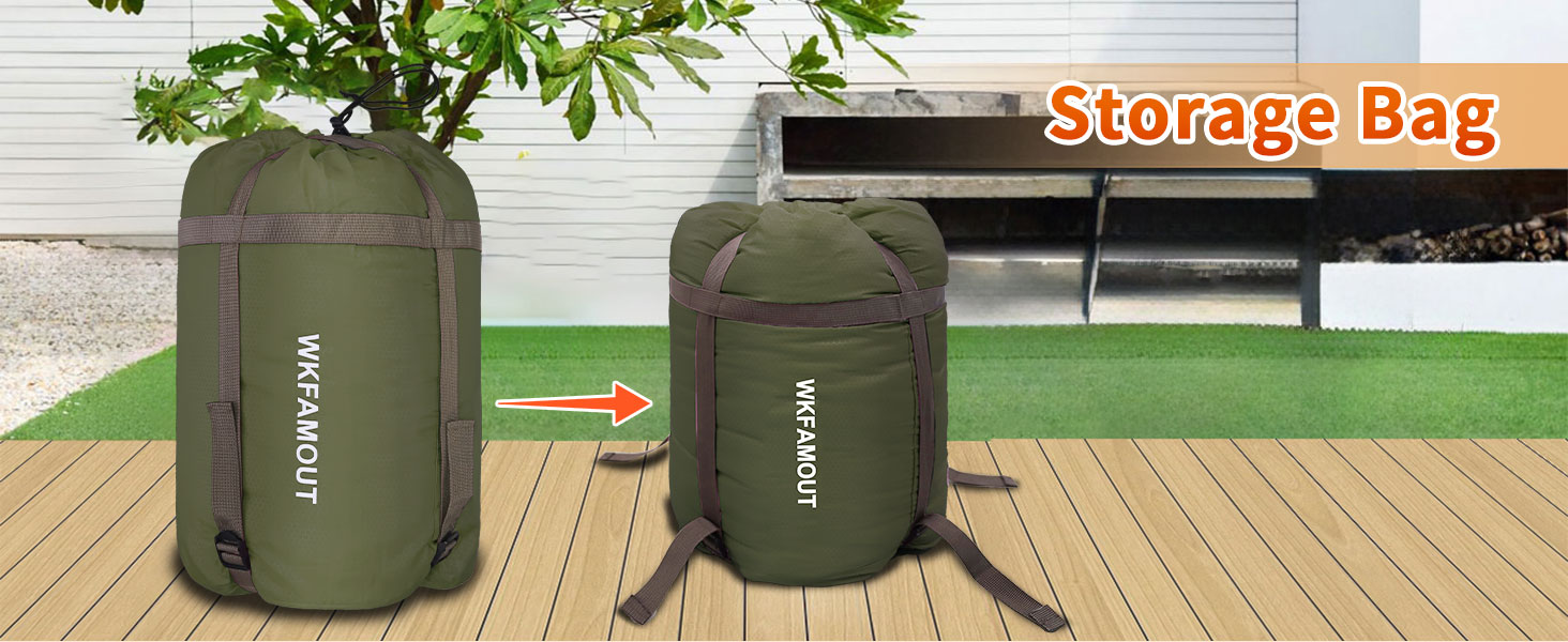 Спальний мішок Outdoor для дорослих, машинного прання, зимовий, водонепроникний, 3-4 сезони, з компресійним мішком, для кемпінгу, походів, подорожей, 0°C-Комфорт, Чорний (Оливковий), 220x85CM-L