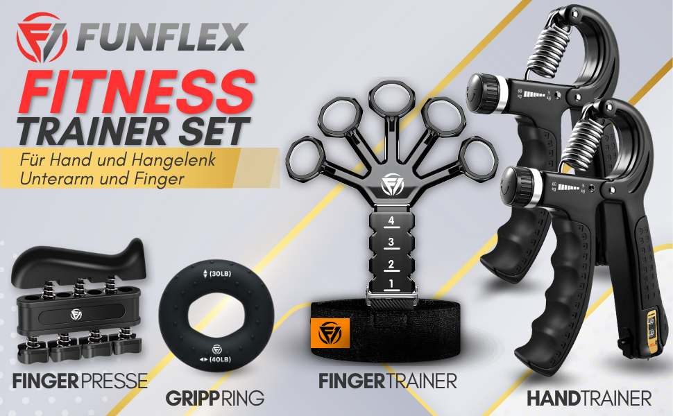 Набір для тренування рук FUNFLEX: 5шт. (підсилювач сили, розтягувач пальців, тренажер зап'ястя)