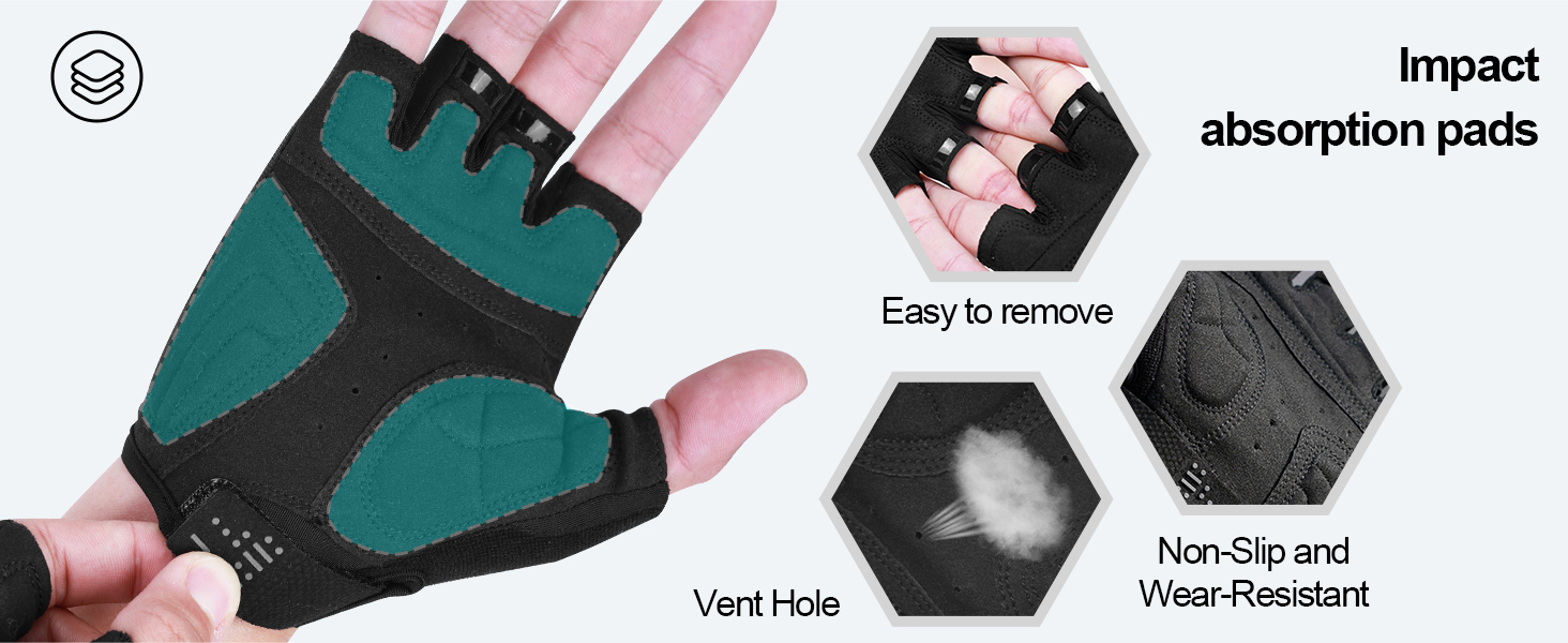 Рукавички велосипедні INBIKE Kurz Halbfinger MTB, чорно-зелені, розмір M (18.5-19.5 см), 5 кольорів