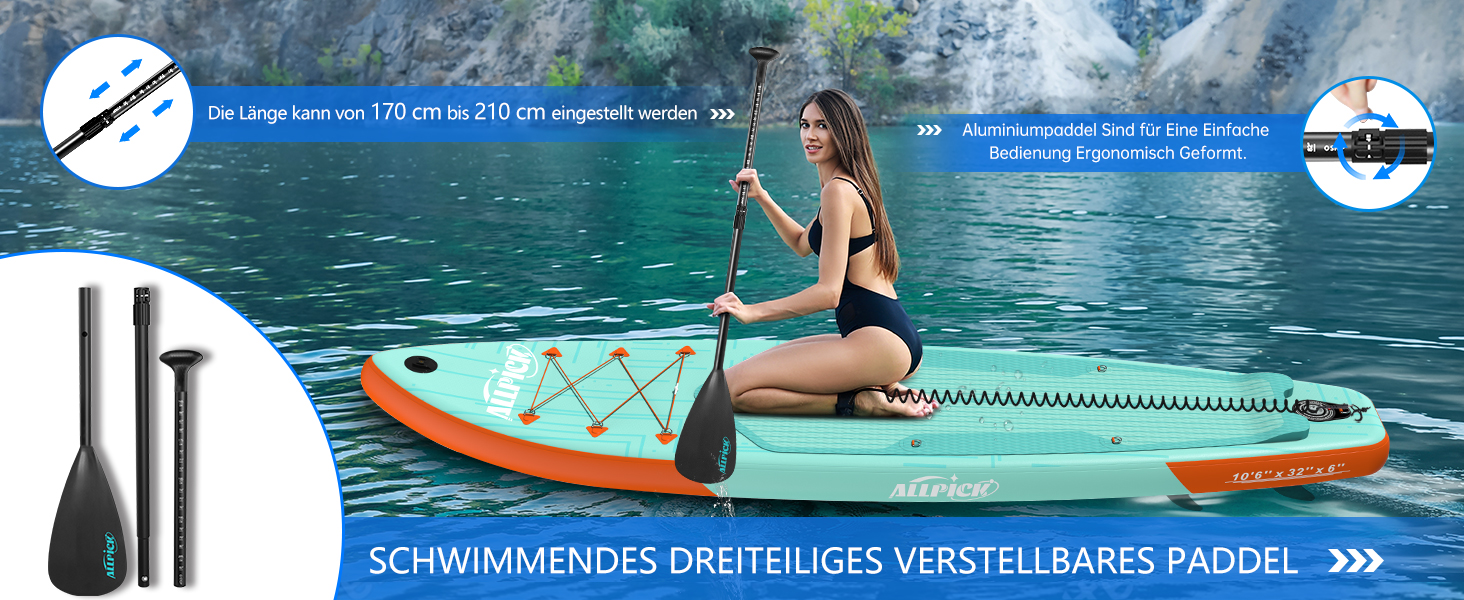 Надувний SUP Борд ALLPICK Premium Set: Комплектація для початківців та професіоналів, 200 кг, з тримачем для камери