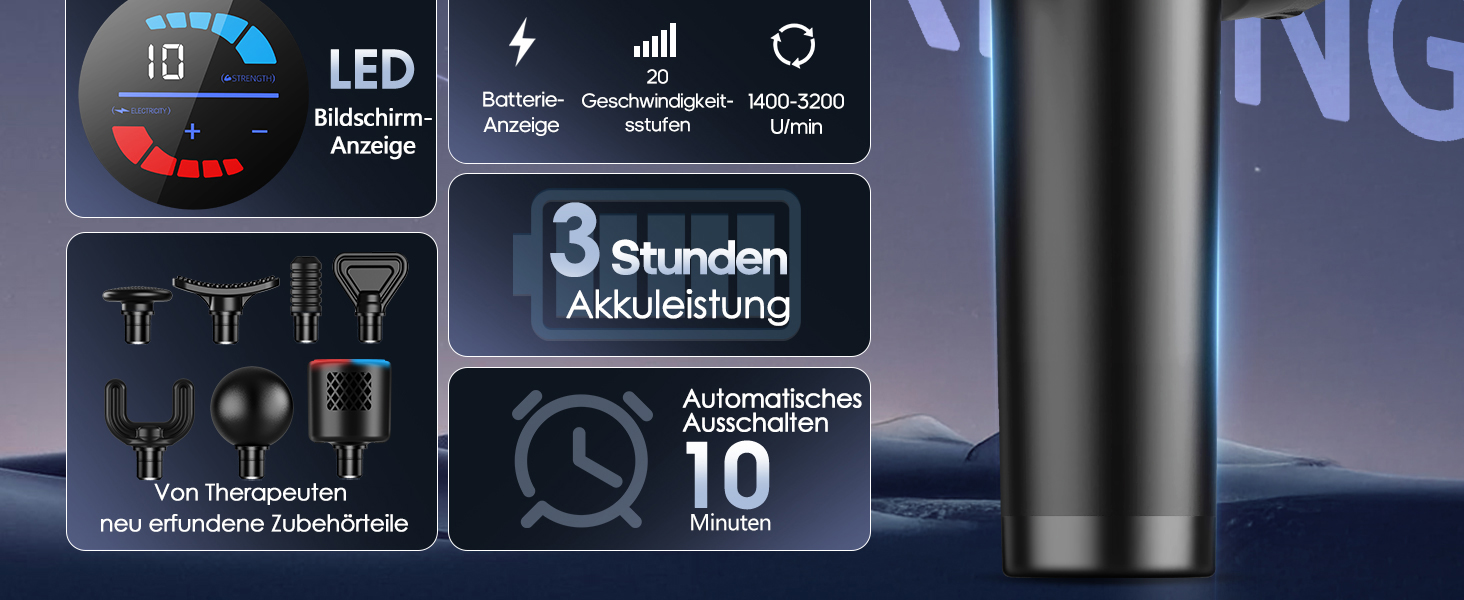 Масажер AERLANG з підігрівом та охолодженням: для зняття м'язового болю, 7 насадок, тиха робота, ідеальний подарунок для чоловіків (чорний)