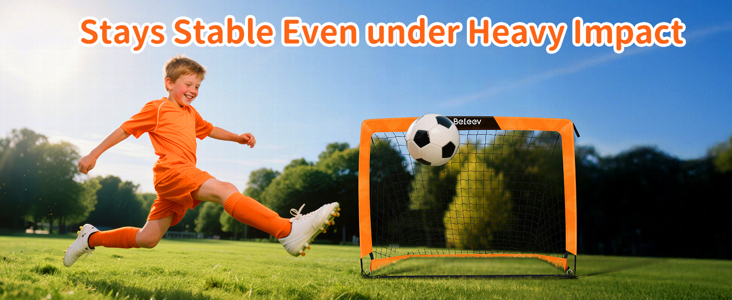 Дитячі футбольні ворота BELEEV для гри в саду та в приміщенні, 4x3/6x4 ft, з LED-підсвічуванням, портативні, складані, комплект з 2 шт., 120*90 см